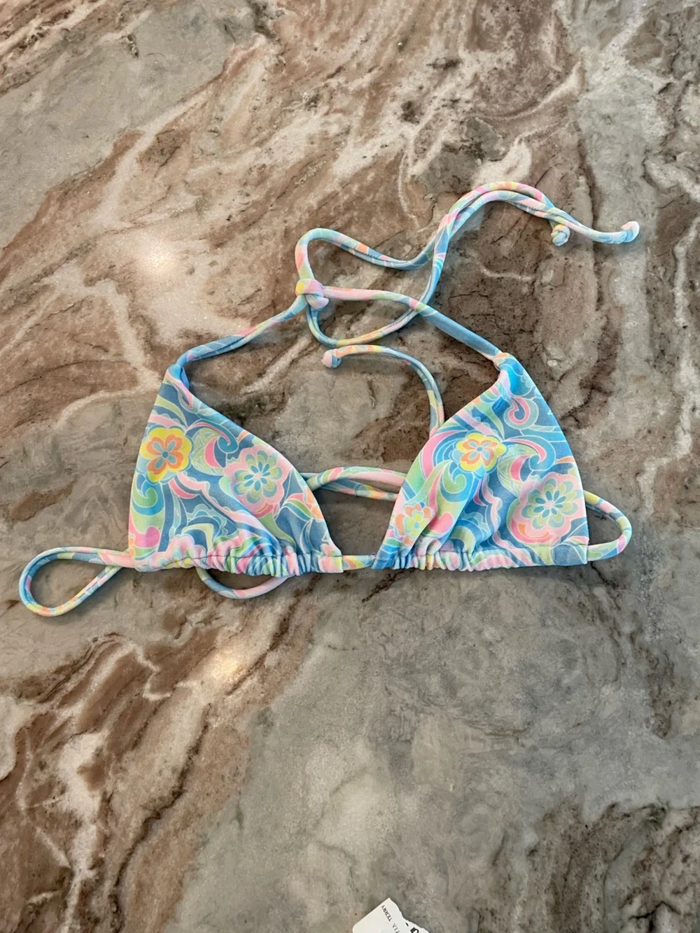 Frankies Bikinis Sunshower Tia Terry Cloth Triangle Bikini Cheeky Floral Medium